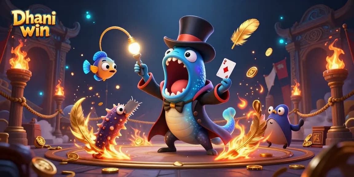 Dhani win illuminates the gaming world with a vibrant scene of exciting characters and casino elements.