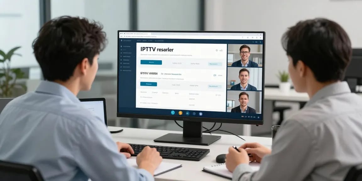 IPTV reseller discussing plans in a trusted local business setting
