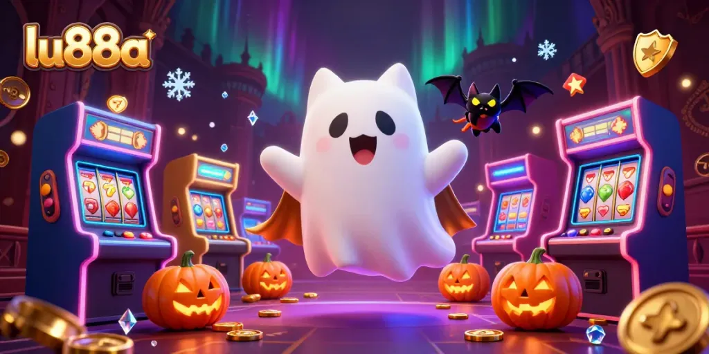 Experience thrilling gaming action at lu88a with a vibrant casino-themed illustration featuring playful characters.