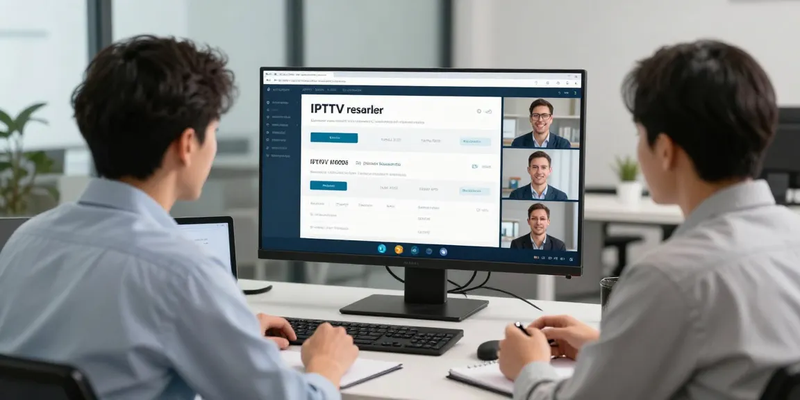IPTV reseller discussing plans in a trusted local business setting