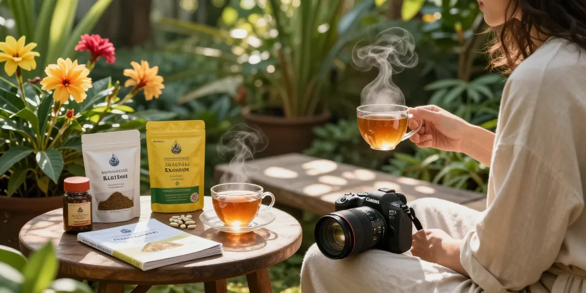 Enjoying high-quality Thai kratom tea in a serene garden setting, showcasing wellness and relaxation.