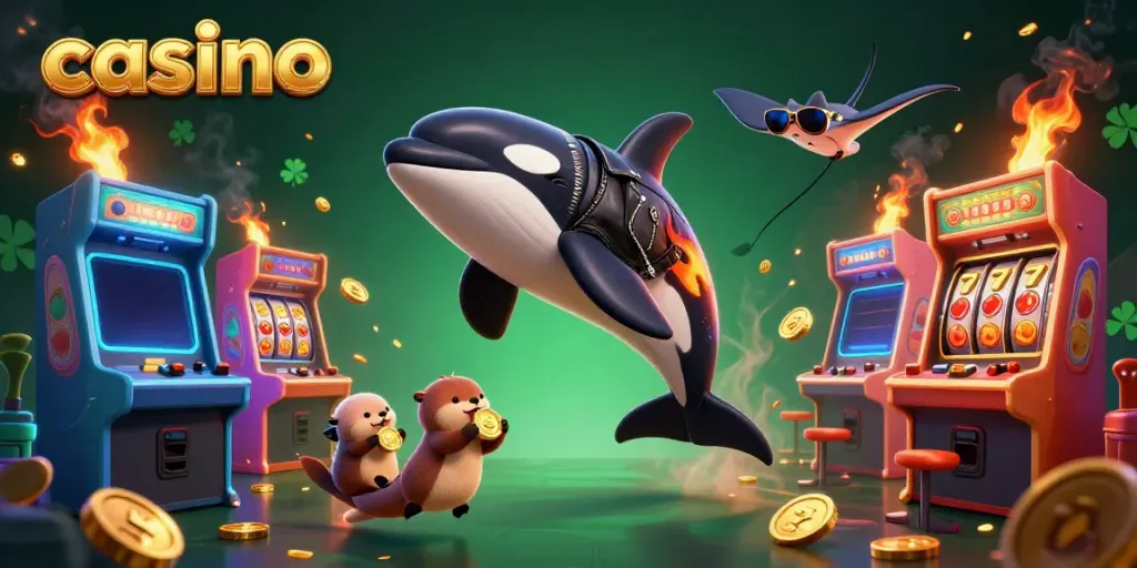 Experience the excitement of casino gaming with colorful characters and vibrant arcade elements.